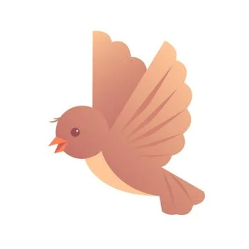 Drawing of a flying cartoon sparrow on a white background. Stock Illustration