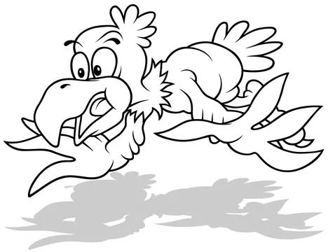 Drawing of a Flying Funny Bald Eagle Stock Illustration