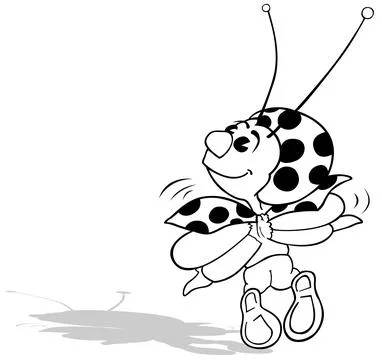 Drawing of a Flying Ladybug from the Back View Stock Illustration