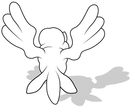 Drawing of a Flying Sparrow from Rear View Stock Illustration