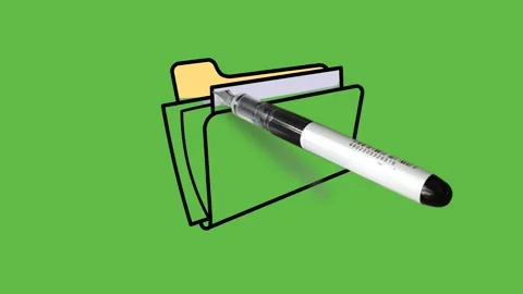 Drawing folder sub folder in black, yellow and grey colour on green screen Stock Footage 156401953