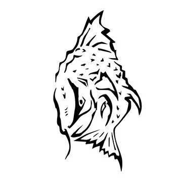 Drawing in the form of a tattoo of a large fish. Stock Illustration