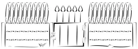 Drawing of fully wired fence vector Stock Illustration