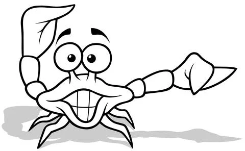 Drawing of a Funny Beach Crab with Big Eyes and a Smile Stock Illustration