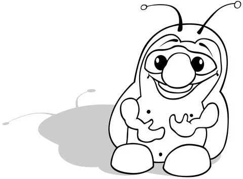 Drawing of a Funny Fat Beetle with a Big Smile Stock Illustration