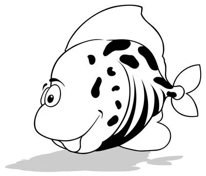 Drawing of a Funny Flat Sea Fish Stock Illustration