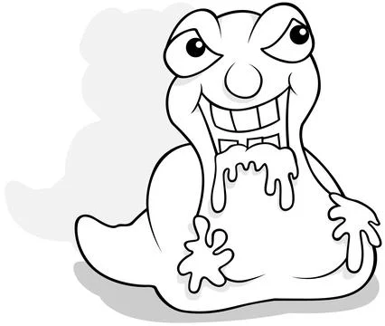 Drawing of a Funny Garbage Monster with Slime Stock Illustration
