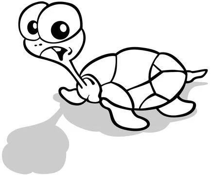 Drawing of a Funny Turtle with a Long Neck Stock Illustration