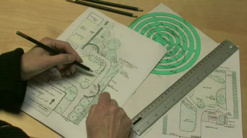 Drawing a garden design Stock Footage 549138