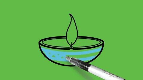 Drawing gave in blue  colour in black outline on green background Vidéo 157602000