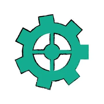 Drawing gear wheel engine cog icon Illustrazione stock