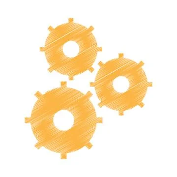 Drawing gear wheel team work Stock Illustration