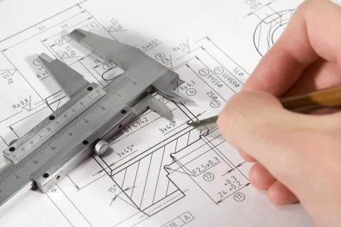 Drawing of gearwheel Stock Photos