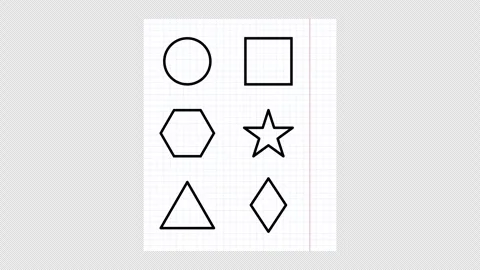 Drawing Geometric Shapes on a Notebook Sheet Stock Footage 303654477