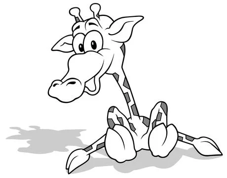 Drawing of a Giraffe Sitting on the Ground Stock Illustration