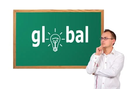 Drawing global on desk Foto stock