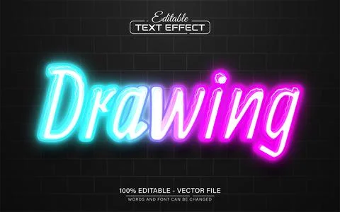 Drawing glowing neon style text effect Stock Illustration