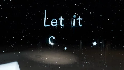 Drawing glowing orb forming icy-blue Let it Snow text on dark starry sky, Stock Footage 341865145