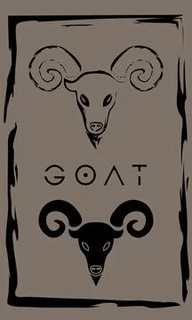 Drawing of goat in primitive ancient style, year of goat Stock Illustration
