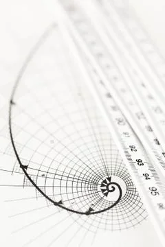 Drawing of the golden section &amp; folding ruler Stock Photos