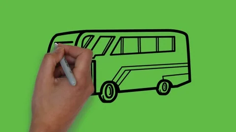 Drawing a good small bus with black and blue colour combination on abstract 動画素材 151369424