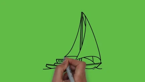 Drawing a good small ship with black and blue colour combination on abstract Видео 151369513
