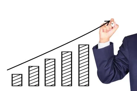 Drawing graph growing on bar column Stock Photos