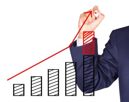 Drawing graph growing on bar column Stock Photos