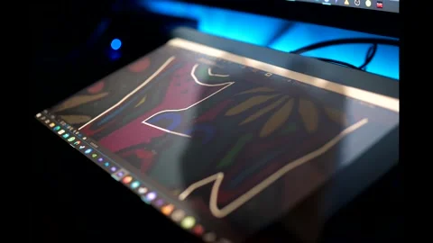 Drawing with a graphic tablet Stock Footage 167123139
