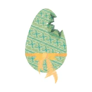 Drawing green easter broken bow Stock Illustration