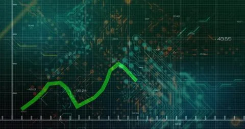 Drawing green timeseries plot starting from left axis on HUD, numeric labels Stock Illustration