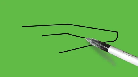 Drawing grey colour tray with  black outline on abstract green background Video stock 157430952