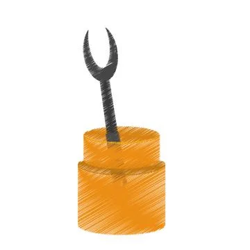 Drawing grill fork container utensil kitchen 스톡 일러스트