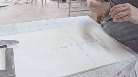 Drawing On Gypsum  Panel Stock Footage 117261802