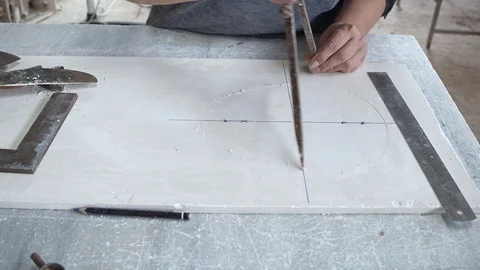 Drawing On Gypsum  Panel Stock Footage 117262580