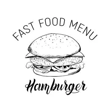 Drawing a hamburger in the style of a sketch Stock Illustration