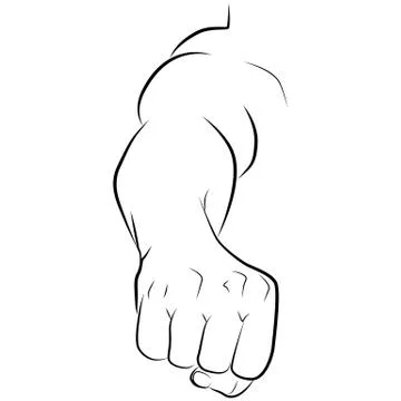 Drawing hand of a man isolated on white background, vector Illustrazione stock