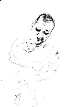 Drawing with hand shading pencil Stock Illustration