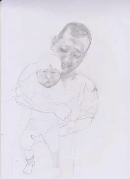 Drawing with hand shading pencil Stock Illustration