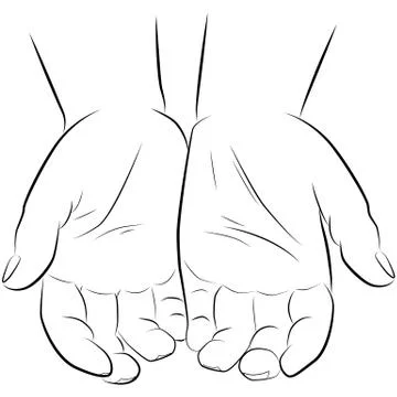 Drawing hands of a man isolated on white background, vector Illustrazione stock