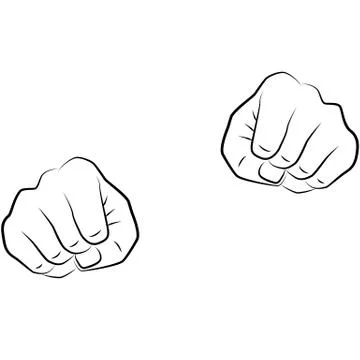 Drawing hands of a man isolated on white background, vector Stock Illustration