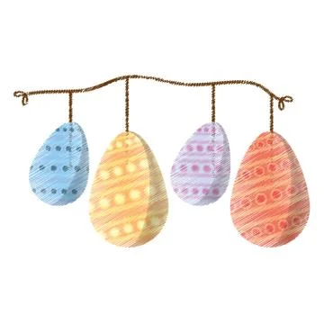 Drawing hanging easter colored eggs Stock Illustration
