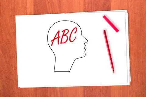 Drawing head and abc Stock Photos
