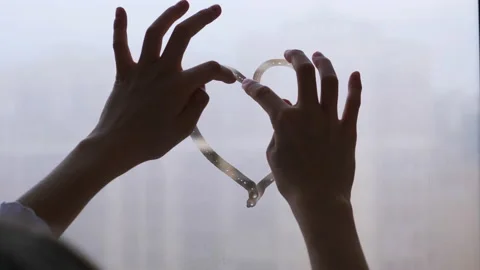 Drawing a Heart on Glass Stock Footage 161419232