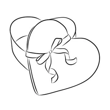 Drawing heart with ribbon bow Stock Illustration