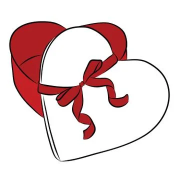 Drawing heart with ribbon bow Stock Illustration