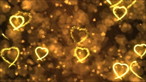 Drawing Heart Shapes Motion Background Animation - Loop Golden Yellow Stock Footage 72403901