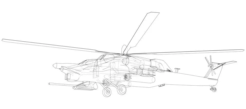 Drawing of helicopter, Vector wireframe concept. Created illustration of 3d. The Stock-Illustration