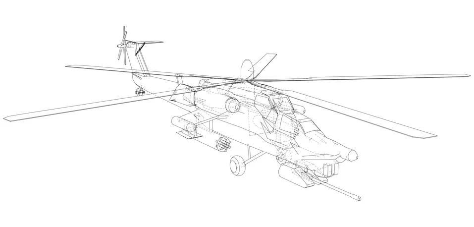 Drawing of helicopter, Vector wireframe concept. Created illustration of 3d. The 스톡 일러스트