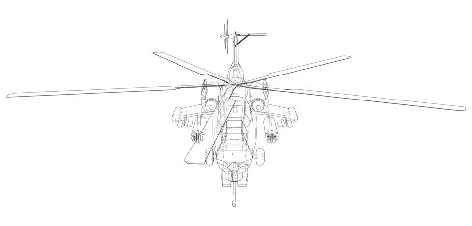 Drawing of helicopter, Vector wireframe concept. Created illustration of 3d. The Stock-Illustration